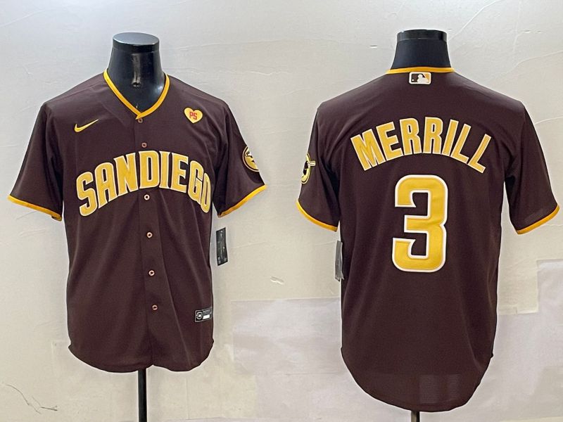 Men San Diego Padres #3 Merrill Brown Game 2025 Nike MLB Jersey style 9->philadelphia phillies->MLB Jersey